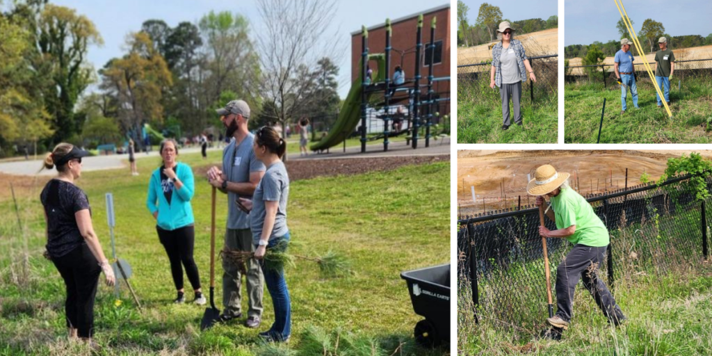 Lincoln Heights Garden Workday, April 2. In recent years, the South Wake Conservationists have created a series of pollinator gardens in Wake County. Lincoln Heights Magnet Elementary School in Fuquay-Varina was first on the list to be created! The chapter alongside the school’s Green Team removed dead growth, weeded the garden and planted several native trees!